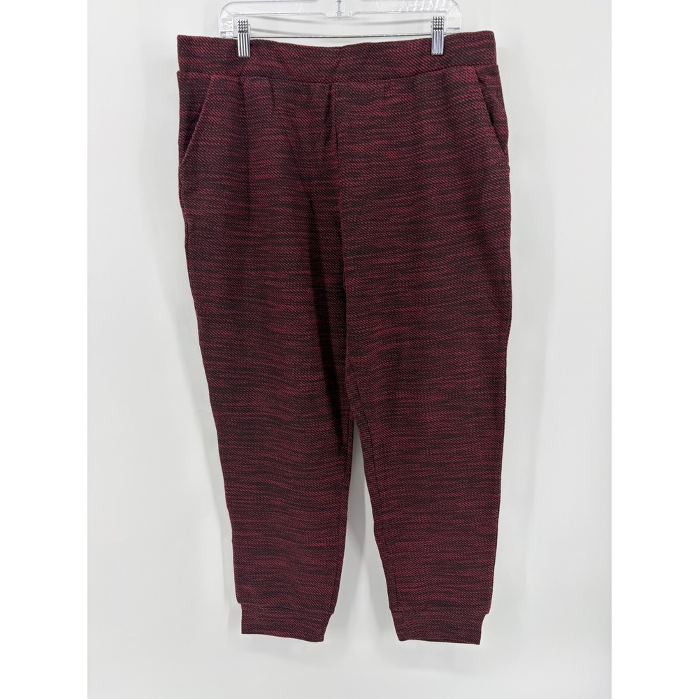 LOGO Lounge Lori Goldstein Large Burgundy Space Dye Knit Jogger Pants‎ Pockets